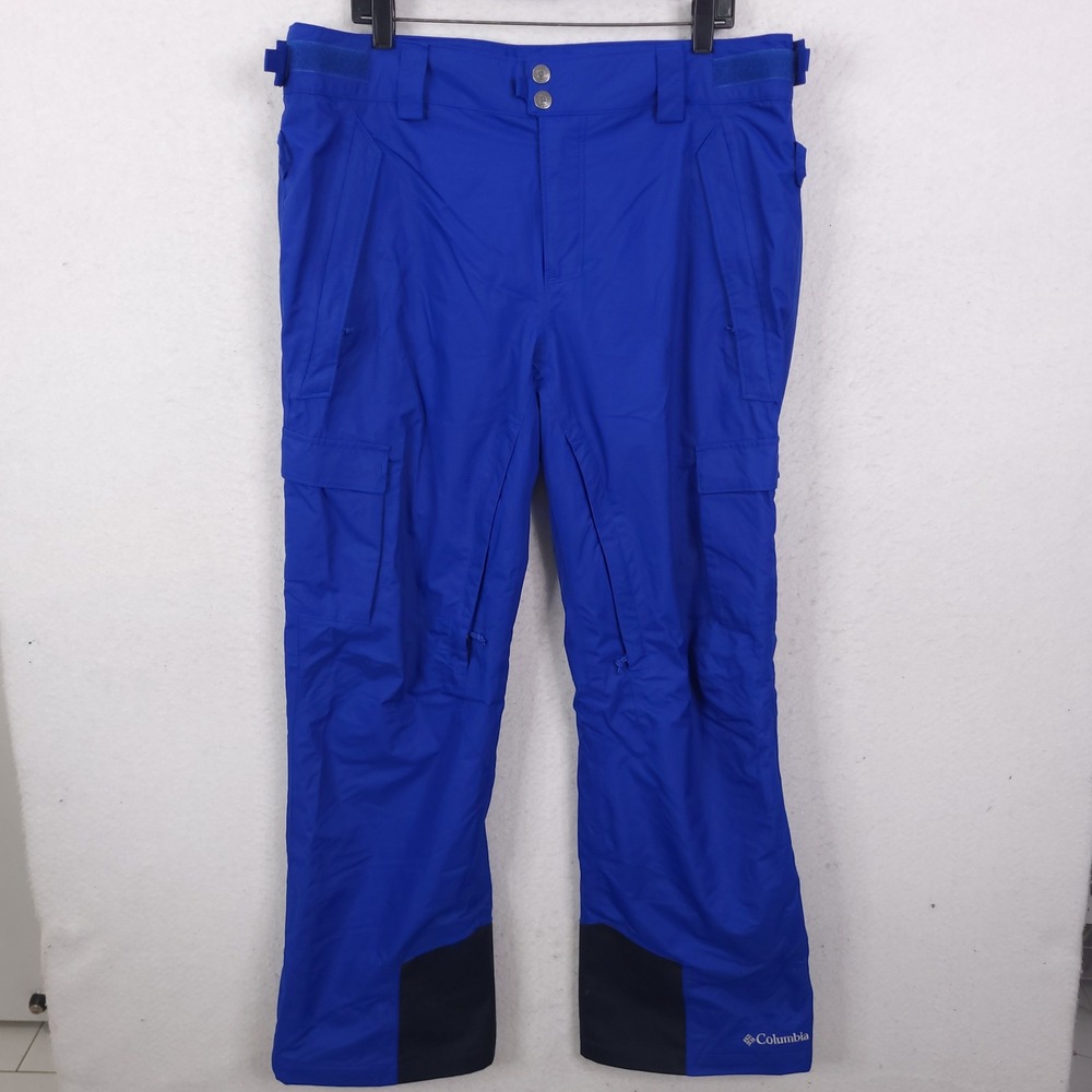 Columbia Snow Pants Mens L Blue Omni-Heat Cargo Ski Snowboard Insulated Winter